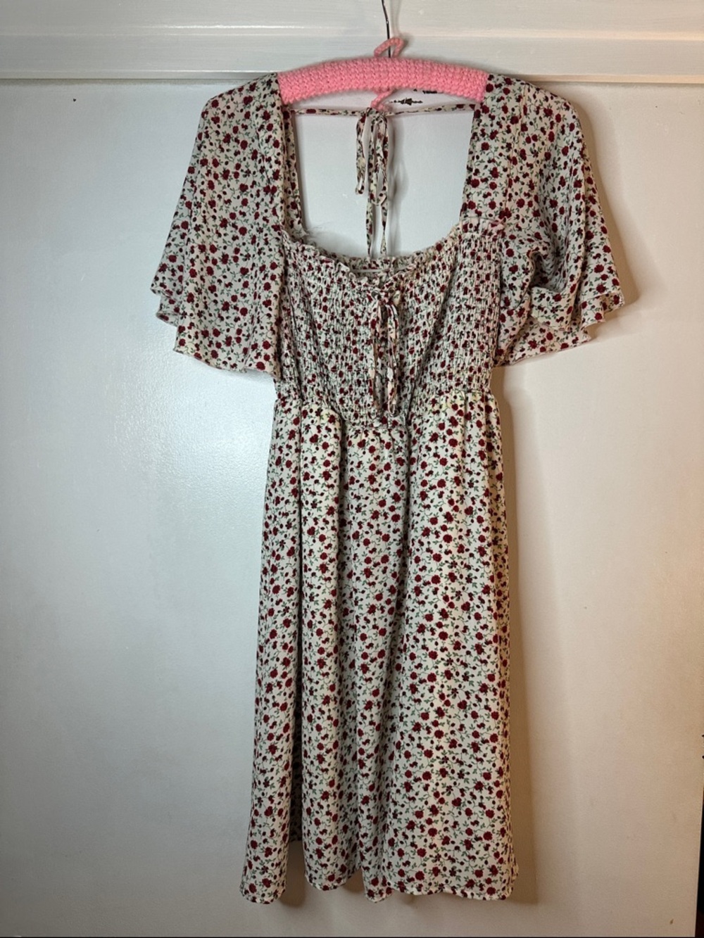 Smocked Floral Print Dress